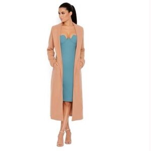 Oh Polly Don’t Go Chasing Waterfalls, Longline Lapel Coat in Camel Size XS - NEW